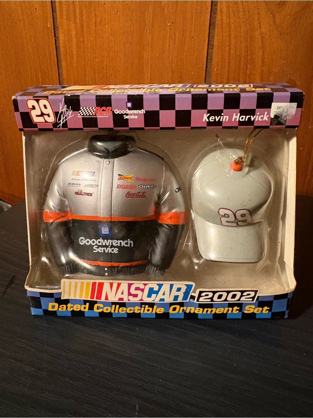 Kevin Harvick Goodwrench Service NASCAR 2002 Silver & White Ornament Set